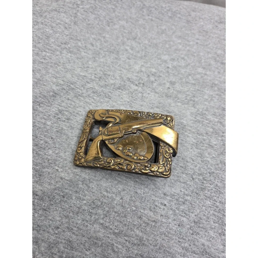 Vintage Classic Six Shooter Cowboy Boot Spurs Robbins Co Belt Buckle Western